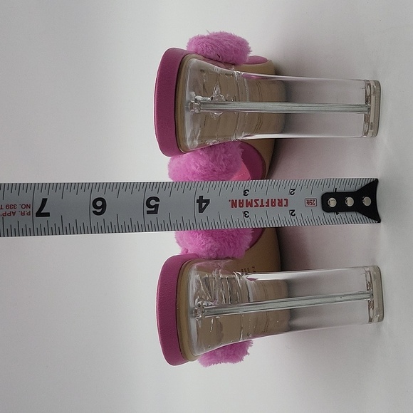 1129- Cape Robbin Vegan Faux Fur Heeled Sandals Pink Size 7.5 NWT - Picture 6 of 12